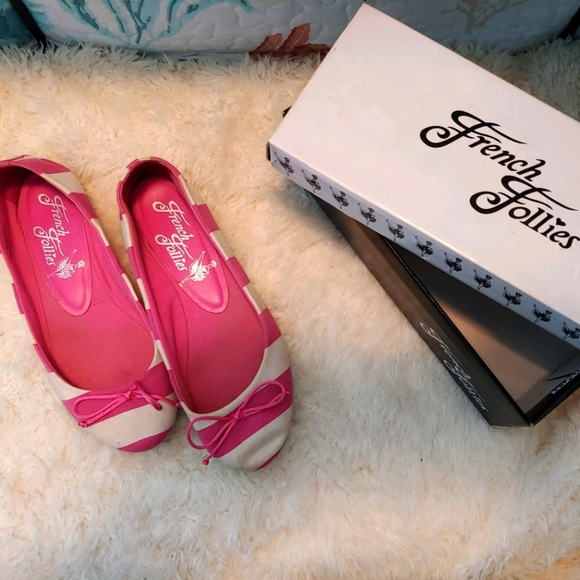 french follies Shoes - French Follies Pink & White Canvas Flats